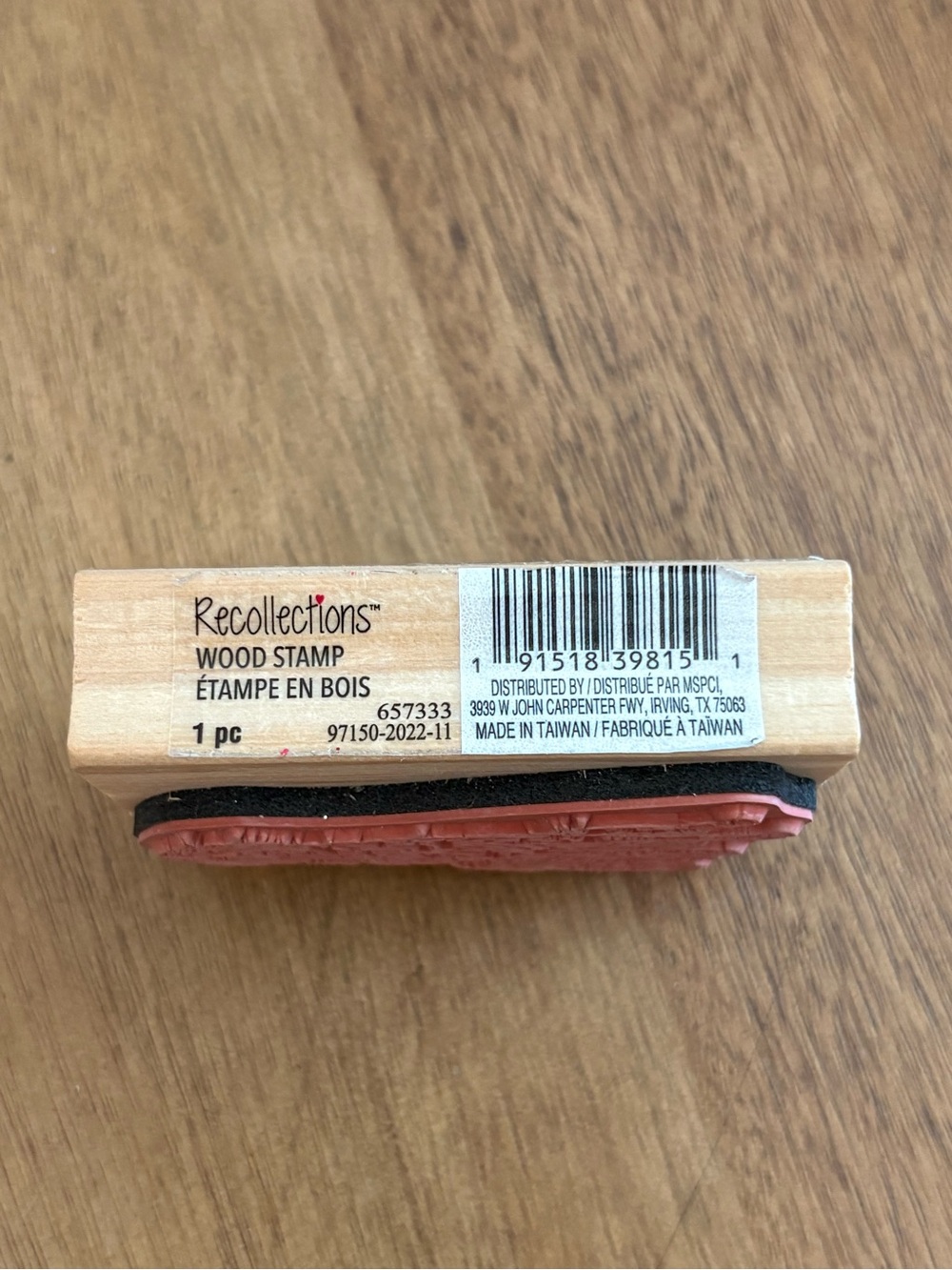 Golden Dog Woodblock Stamp - Recollections Natural Wood with Red Rubber - Picture 4 of 4